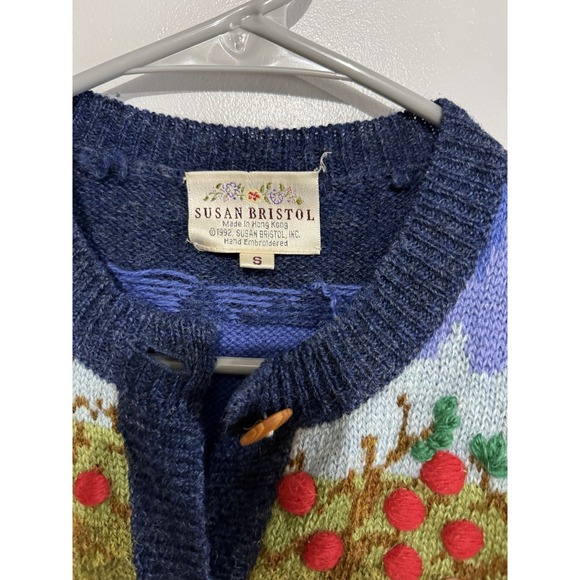 Vintage Susan Bristol Shetland Wool Fall Apple Orchard Cottage Core Cardigan S - Picture 3 of 5